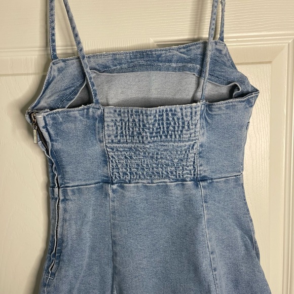 Zara Denim Spaghetti Strap Mini Dress - Picture 5 of 9